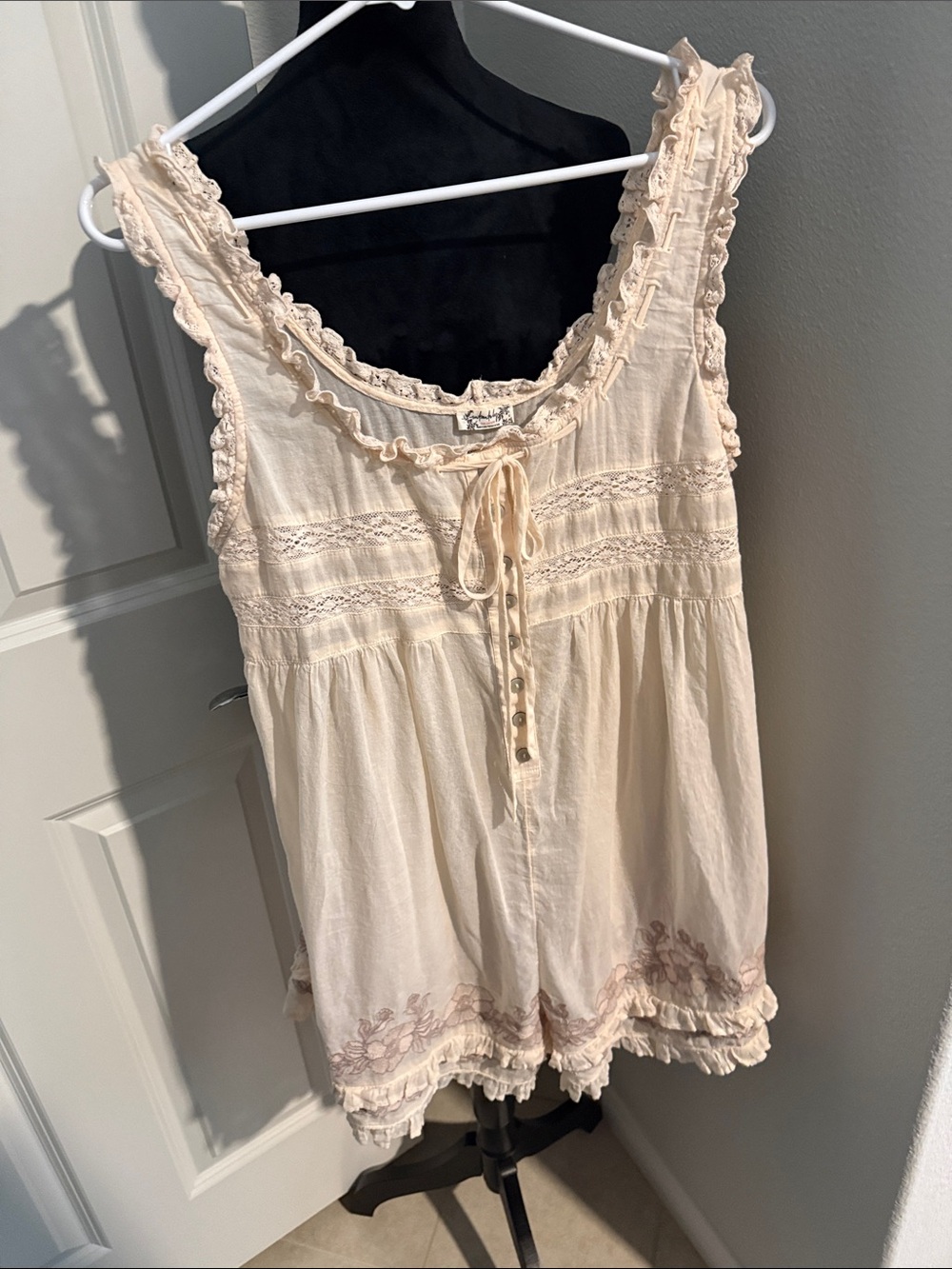 Boho Cream Sleeveless Ruffle Tunic Top
